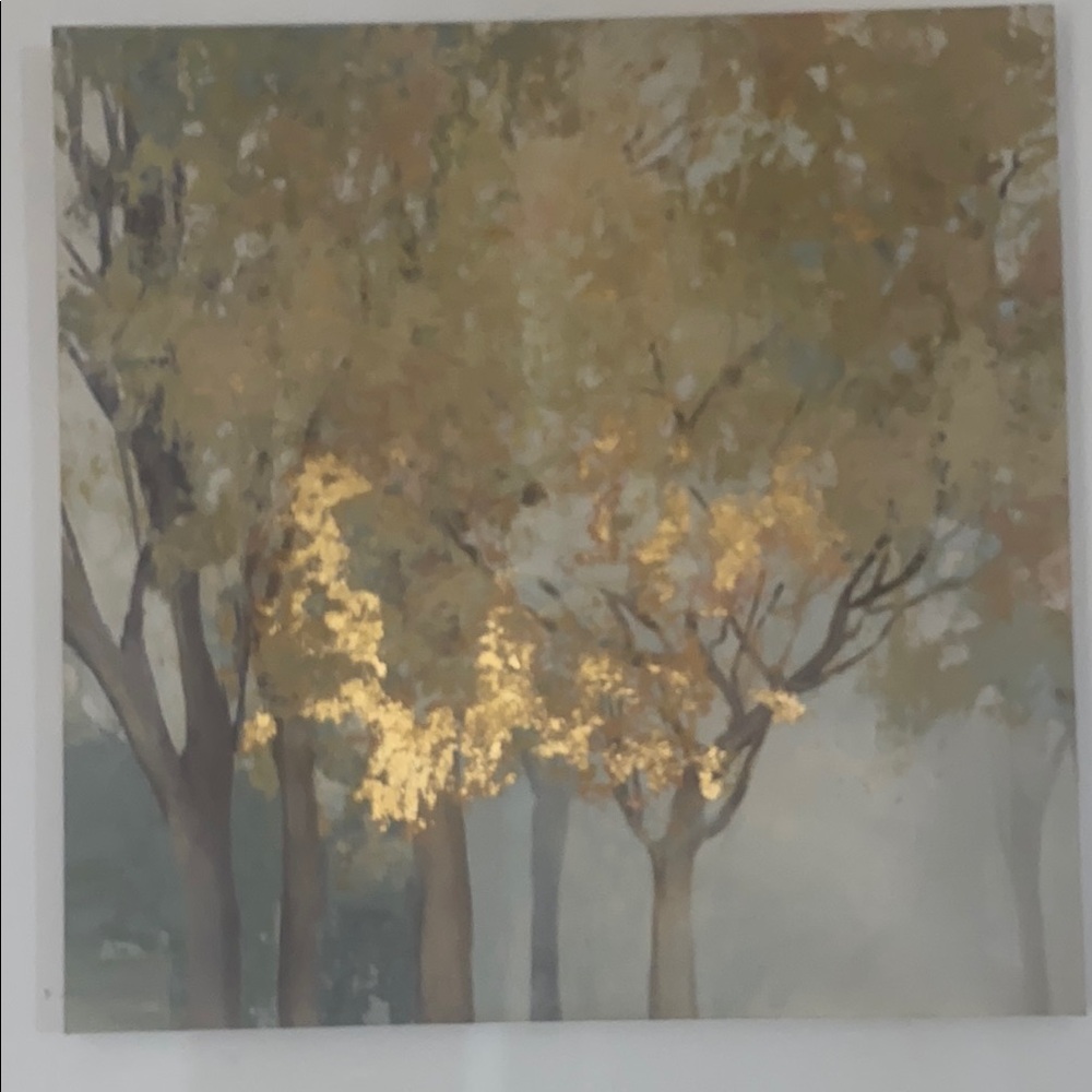 Golden and Green Forest Canvas Art